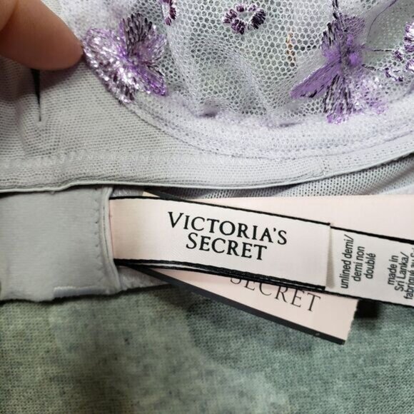 Victoria Secret Bra Womens 32B Purple Body By Victoria Unlined Demi Lace NWT‎ - Picture 4 of 10